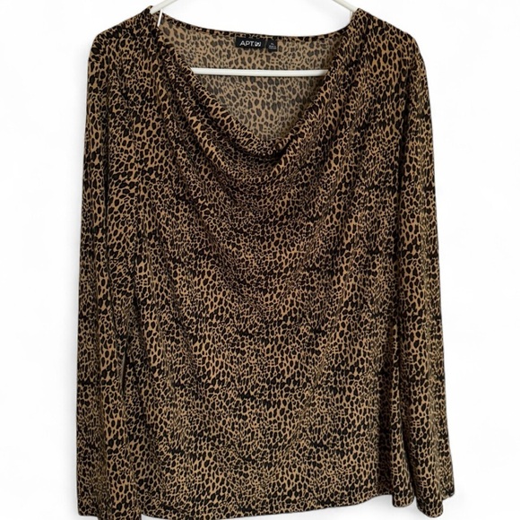 Apt. 9 Tops - Y2K Apt. 9 Size XL Cowl Neck Long Sleeve Leopard Print Going Out Top Glamour